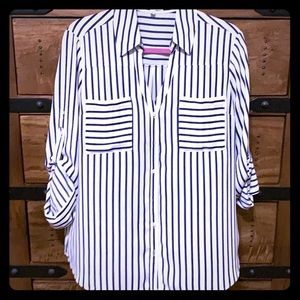 Express long sleeve blue striped portofino shirt